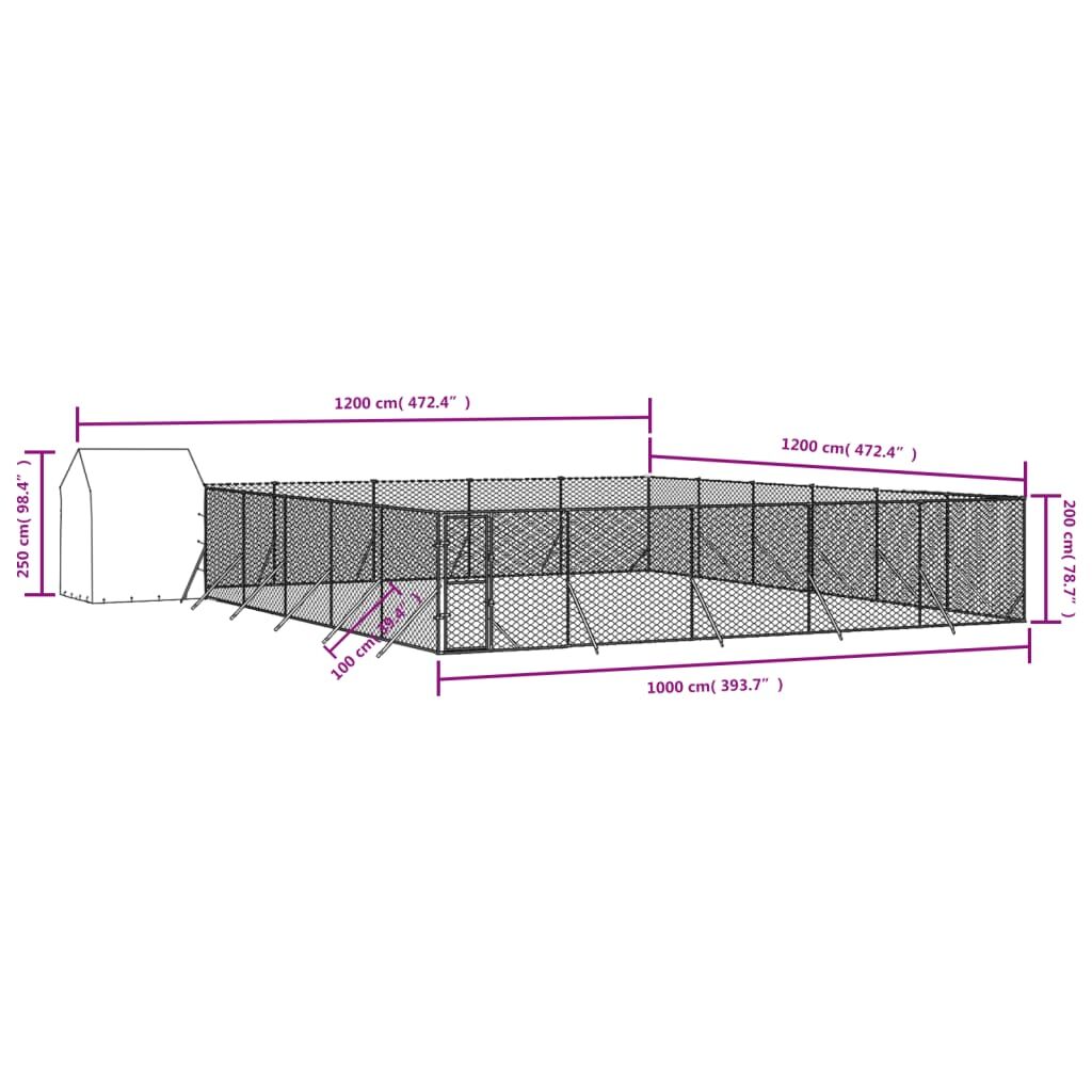 Vidaxl Perrera Exterior Con Toldo Acero Galvanizado Plata 12x12x2,5 M_3
