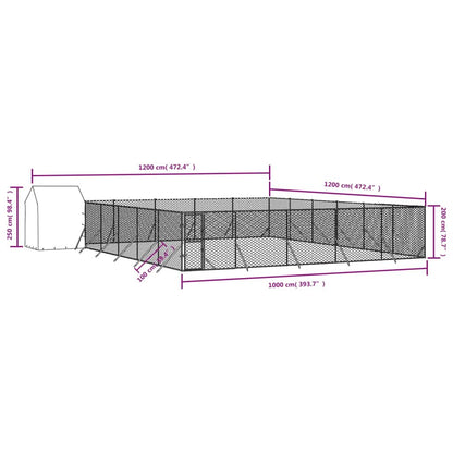 Vidaxl Perrera Exterior Con Toldo Acero Galvanizado Plata 12x12x2,5 M_3