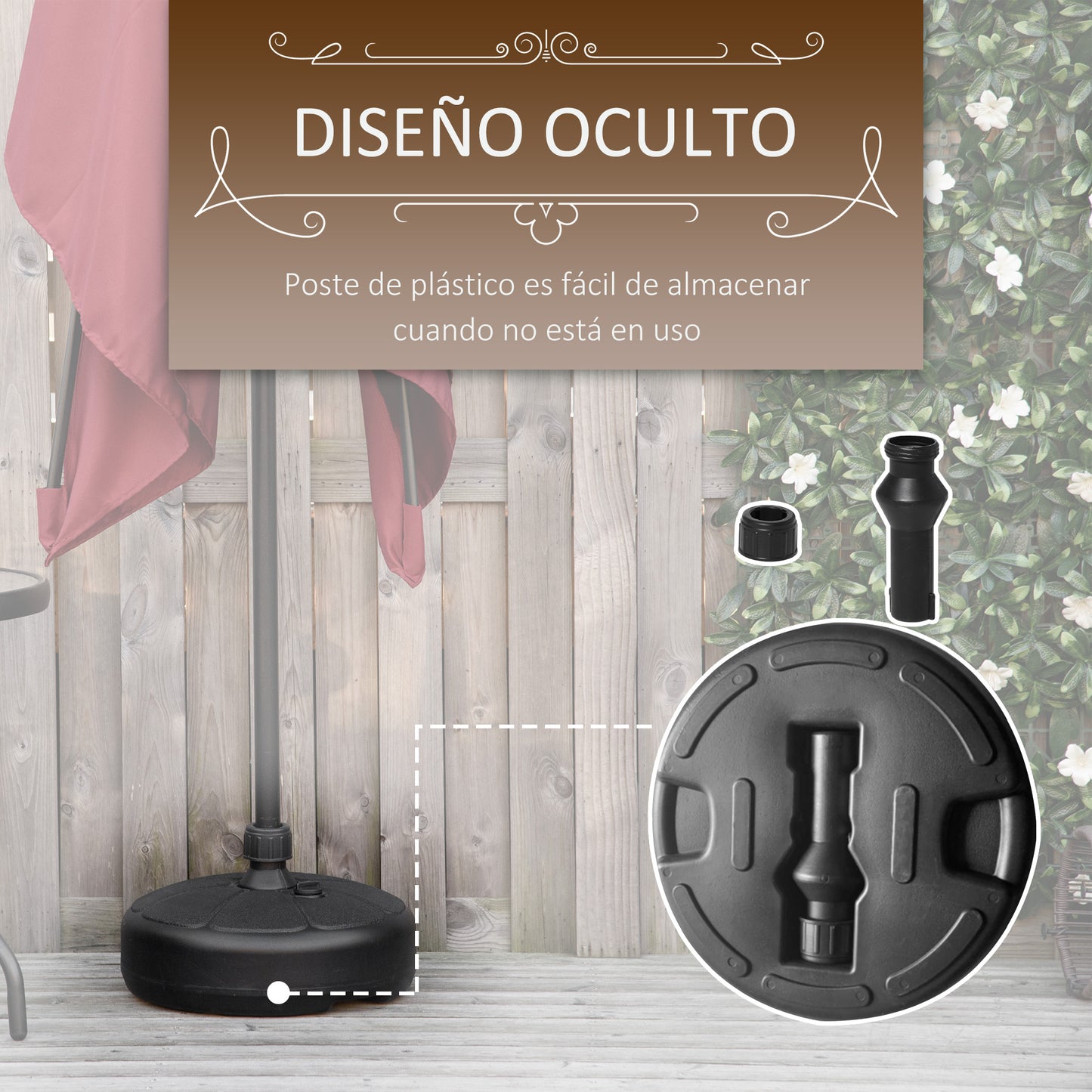 Outsunny Base De Sombrilla Rellenable Agua 13kg O Arena 19kg Para Jardín Terraza_5