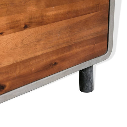 Mesita De Noche De Hormigón Y Madera Maciza Acacia 40x30x50 Cm_2