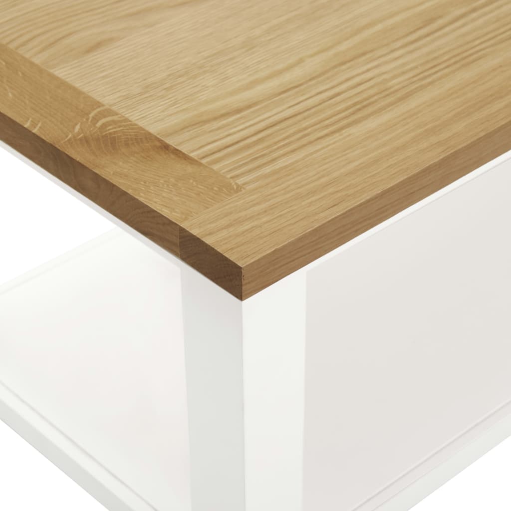 Mesa De Centro De Madera Maciza De Roble 110x55x40 Cm_3