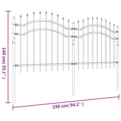 Valla De Jardín Con Punta De Lanza Acero Recubierto Negro 140cm / Vetonek_3