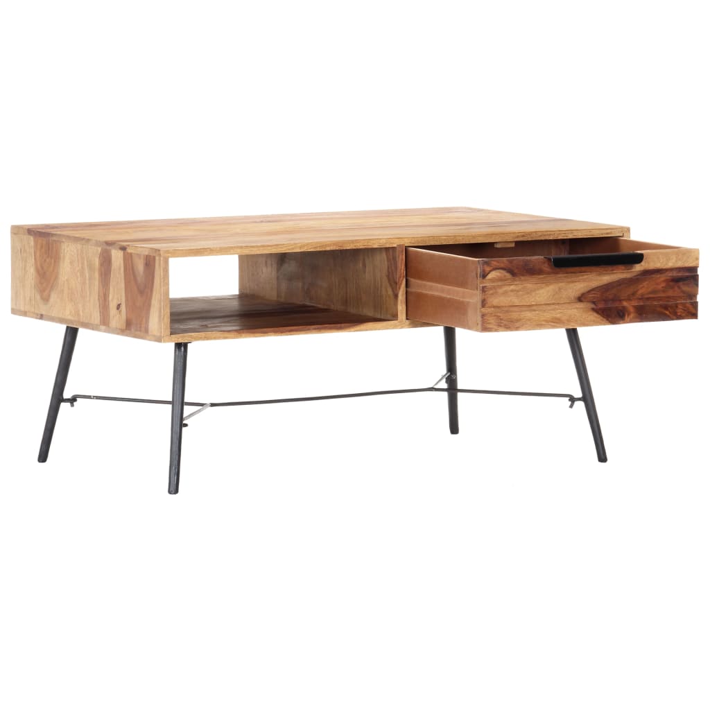 Mesa De Centro De Madera Maciza De Sheesham 88x55x40 Cm_1