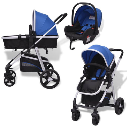 Vidaxl Cochecito De Bebé 3 En 1 Azul Y Negro Aluminio_2