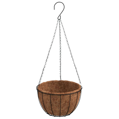 Macetas Colgantes 4 Uds Revestimiento Coco Acero Negro Ø40x63cm_2