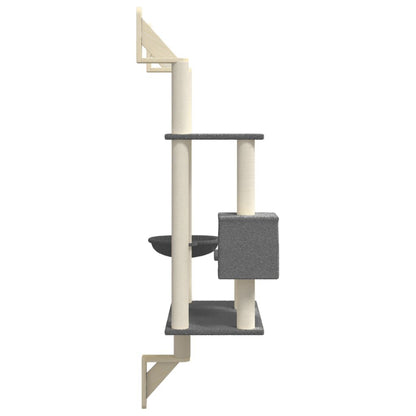 Vidaxl Árbol Rascador Para Gatos De Pared Gris Oscuro 153 Cm_4