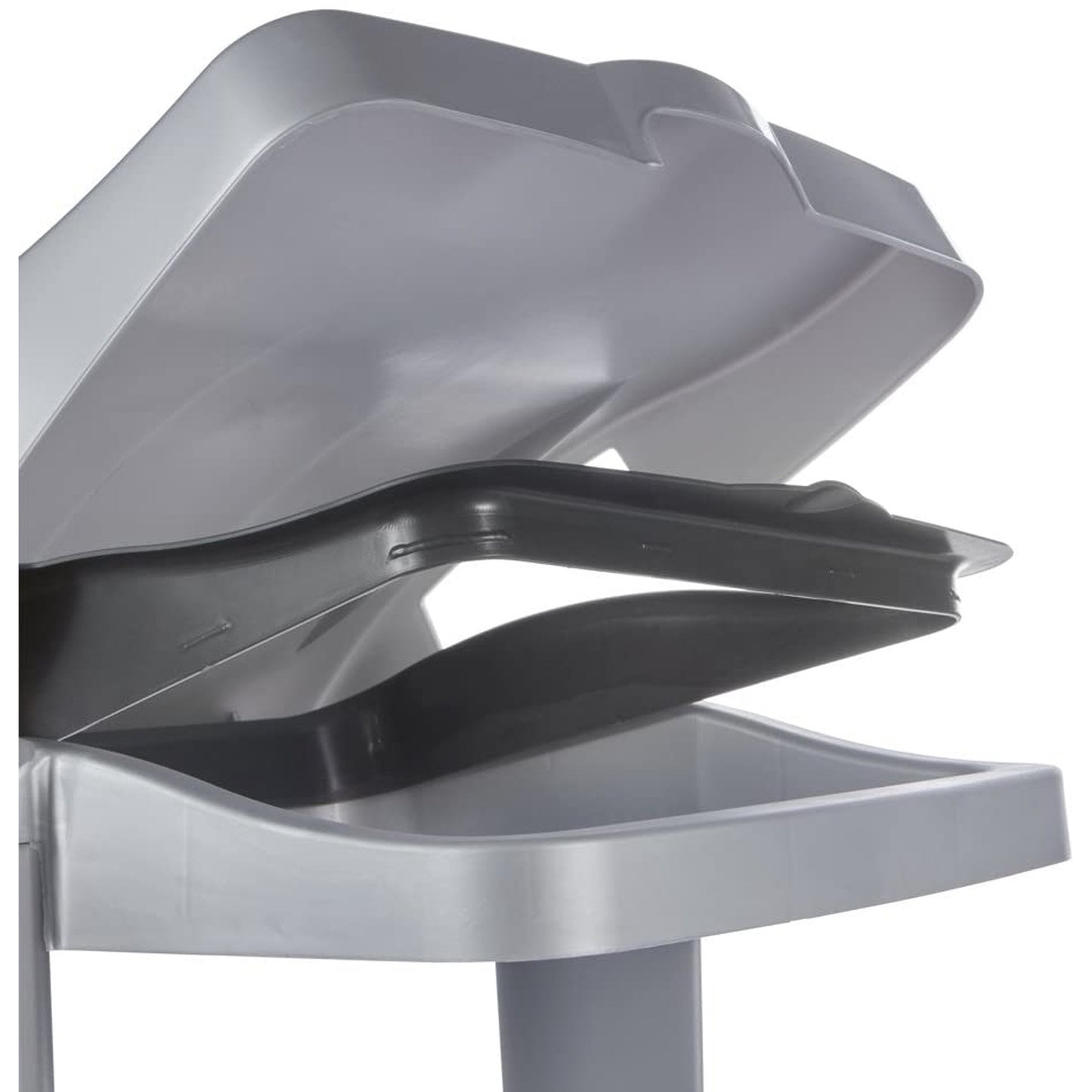 Papelera Vertical Soporte Para Bolsas De Basura Con Compartimento De Almacenaje, 60-120 L, Ole, Plateado_3