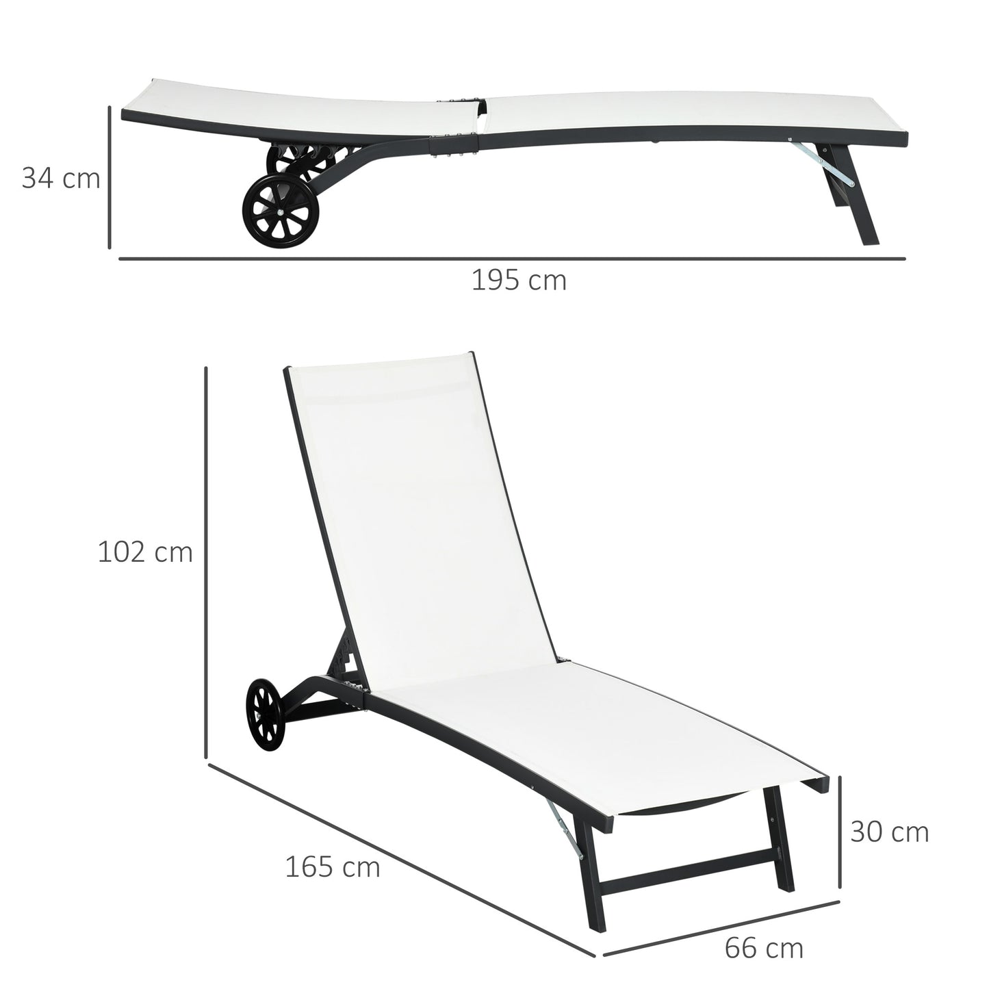 Outsunny Juego De 2 Tumbonas Reclinables De Jardín 165x66x102 Cm Blanco Mate_2