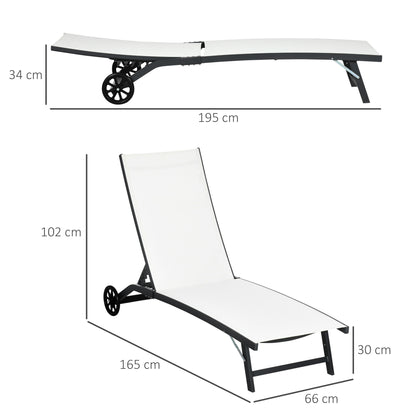 Outsunny Juego De 2 Tumbonas Reclinables De Jardín 165x66x102 Cm Blanco Mate_2
