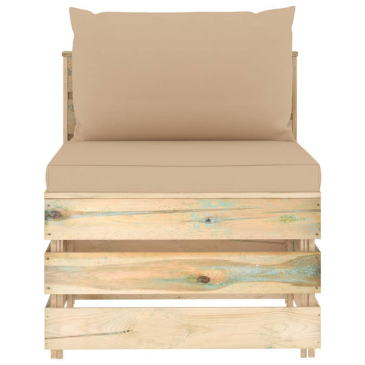 Muebles De Jardín 3 Pzas Con Cojines Madera Impregnada Verde / Vetonek_0