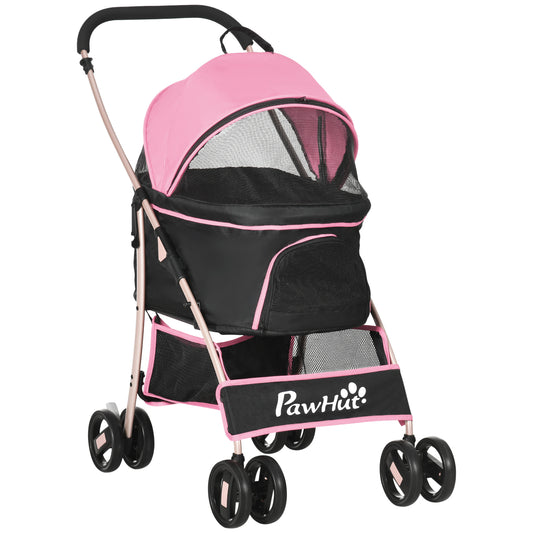 Pawhut Carrito Para Perros Plegable 3 En 1 Con Vagón Desmontable Rosa_0