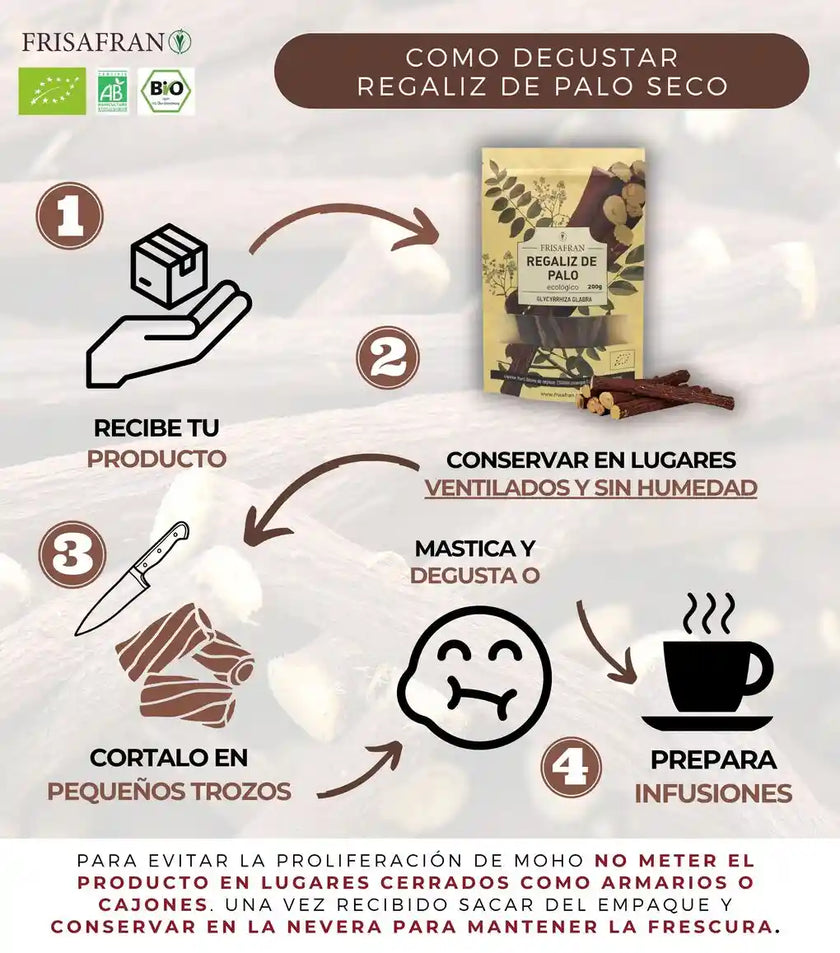 Regaliz De Palo Ecológico Seco - Sabor Y Calidad | Frisafran 200g_2