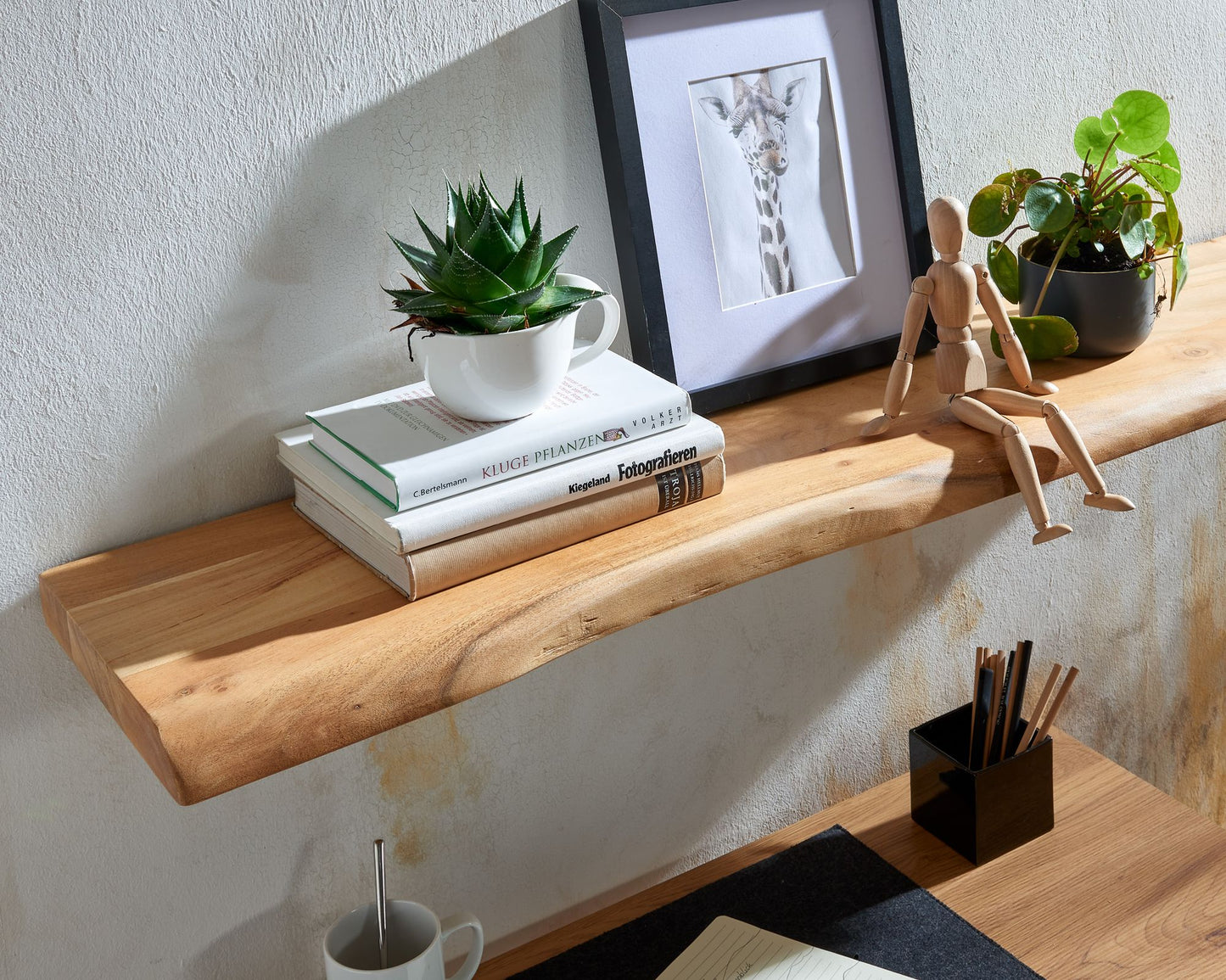 Estantería De Pared 100 Cm En Madera Maciza De Acacia_4