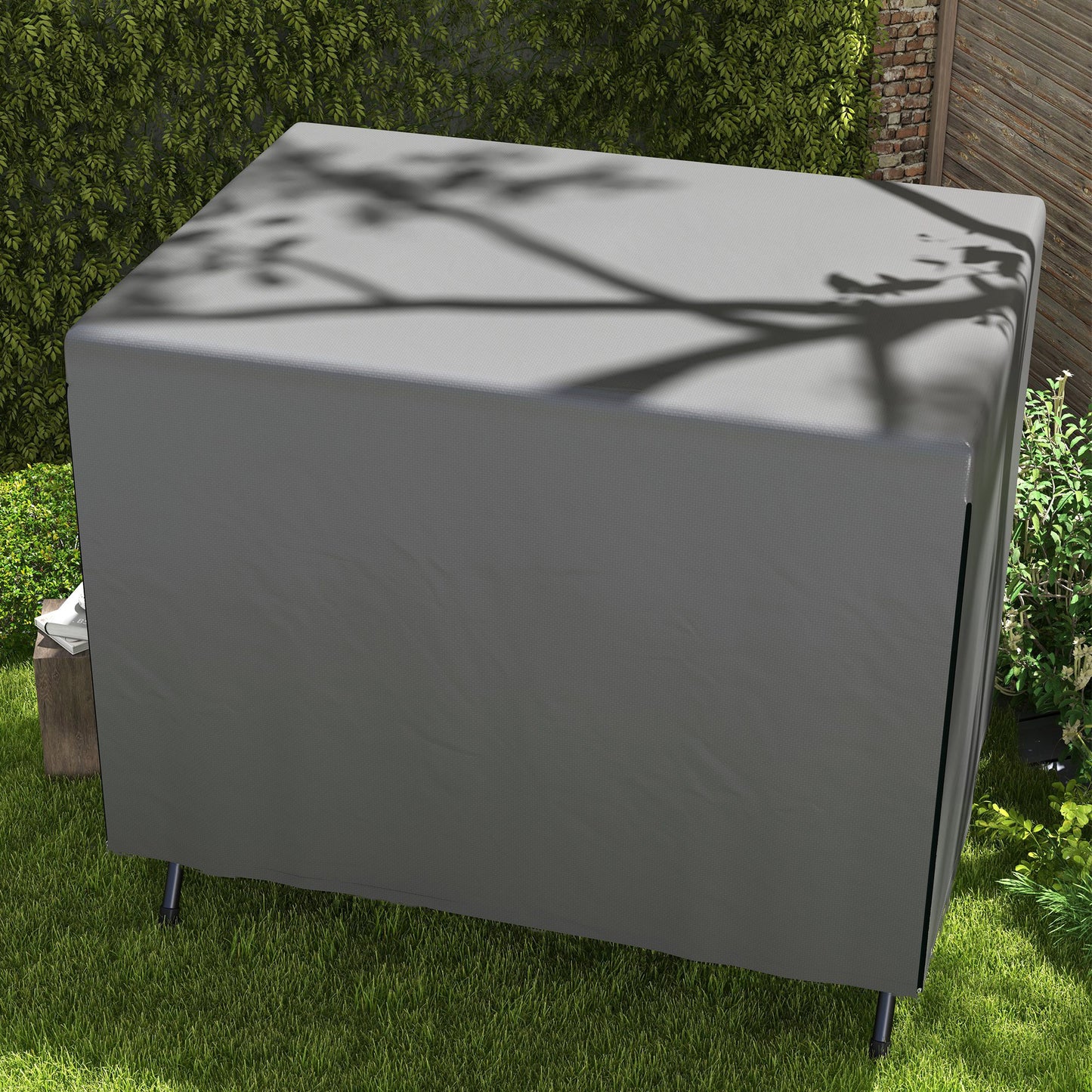 Outsunny Funda Balancín Jardín Con Cremallera 215x155x150 Cm Gris Oscuro_4