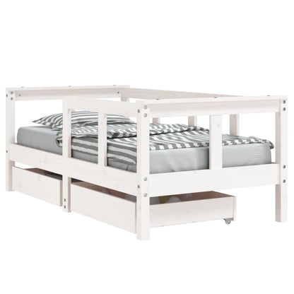 Vidaxl Estructura Cama Niños Con Cajones Madera Pino Blanco 70x140 Cm_0