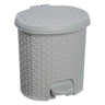 Cubo De Basura / Papelera Polivalente, Con Tapa, Diseño Rattán, Capacidad 5,5l, Tamaño 22,5x24x26 Color Gris Nórdico