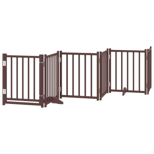 Vidaxl Puerta De Perros Plegable 15 Paneles Madera Álamo Marrón 750 Cm_0