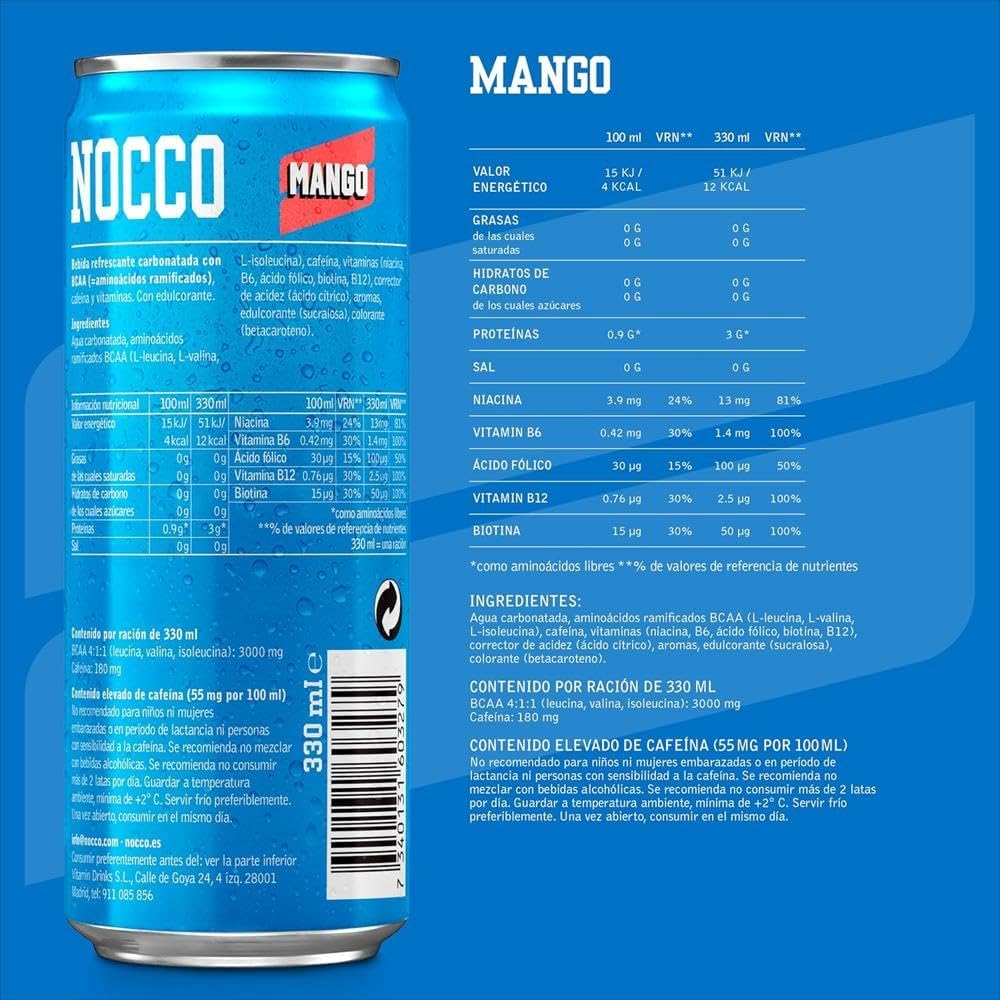 Bebida Energética Bcaa Mango 330ml Nocco_1