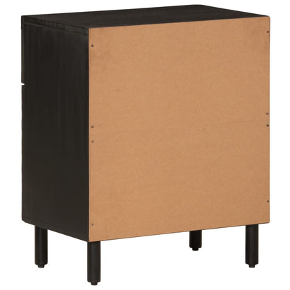 Mesita De Noche Madera Maciza De Mango Negra 50x33x60 Cm_3