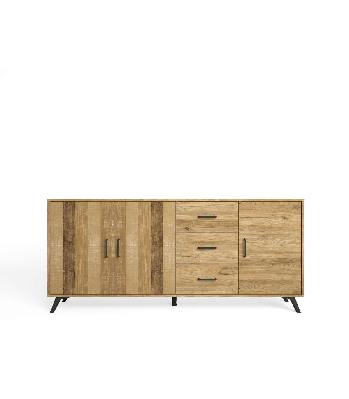 Mueble Aparador Nora 3 Puertas 3 Cajones Acabado Natural, 180.5cm(ancho) 81cm(alto) 40cm (_0