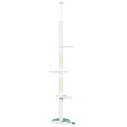 Árbol Rascador Para Gatos De Suelo A Techo Ajustable 55x38x225-255 Cm Blanco_0