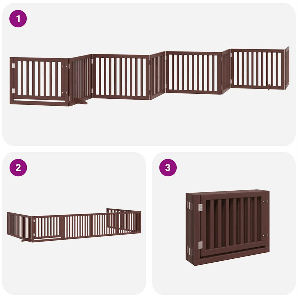 Vidaxl Puerta De Perros Plegable 8 Paneles Madera Álamo Marrón 640 Cm_3
