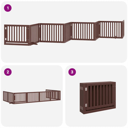 Vidaxl Puerta De Perros Plegable 8 Paneles Madera Álamo Marrón 640 Cm_3