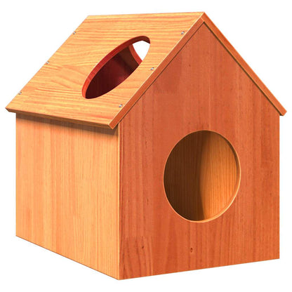 Casa Para Gatos Cera Marrón 41x50x50 Cm Madera Maciza Pino_1