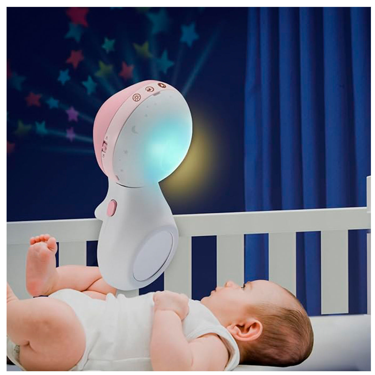 Infantino Proyector Musical Móvil 3-en-1, Luz Nocturna Y Proyector Cuna, 6 Melodías, 4 Sonidos Naturaleza, Rosa_2
