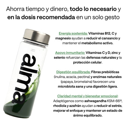 Alma® Batido Diario Espirulina Premium 300g | Complemento Alimenticio Con Adaptógenos, Prebióticos Y Vitaminas_1