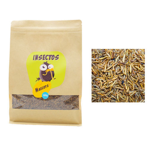 Larvas de gusanos deshidratadas (75g) para reptiles, tortugas, peces y aves. Snack proteico para mascotas._0