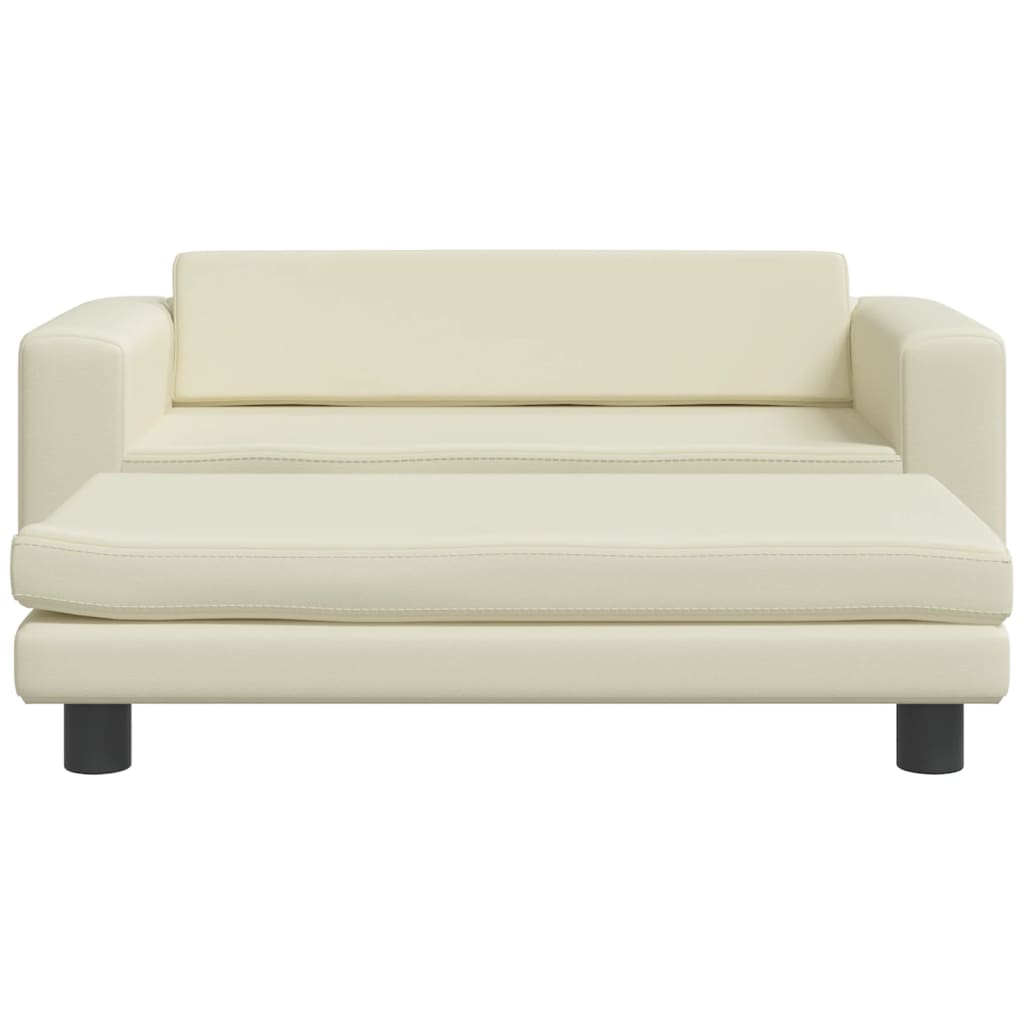 Cama De Perros Con Extensión Cuero Sintético Crema 100x50x30 Cm / Vetonek_2