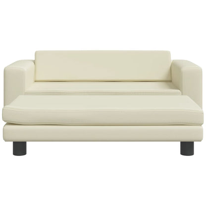 Cama De Perros Con Extensión Cuero Sintético Crema 100x50x30 Cm / Vetonek_2