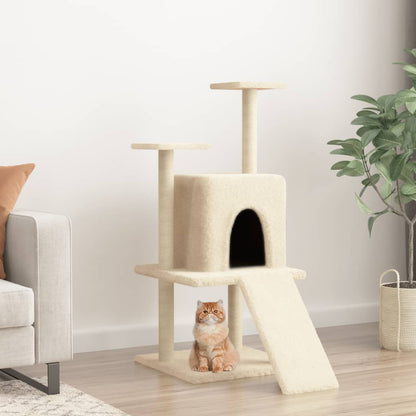 Rascador Para Gatos Con Postes De Sisal Color Crema 110 Cm_1