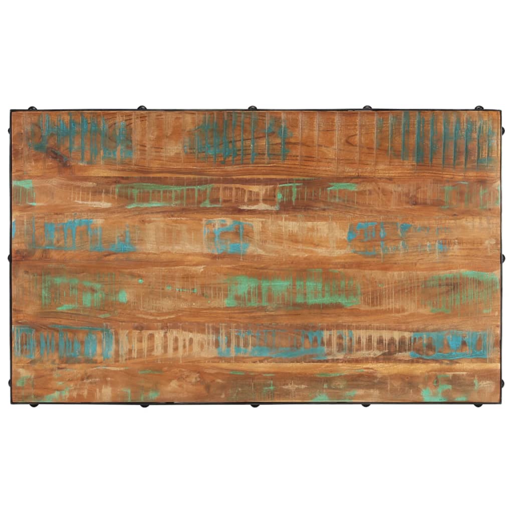 Mesa De Centro Con Ruedas Madera Maciza Reciclada 100x60x26 Cm_2