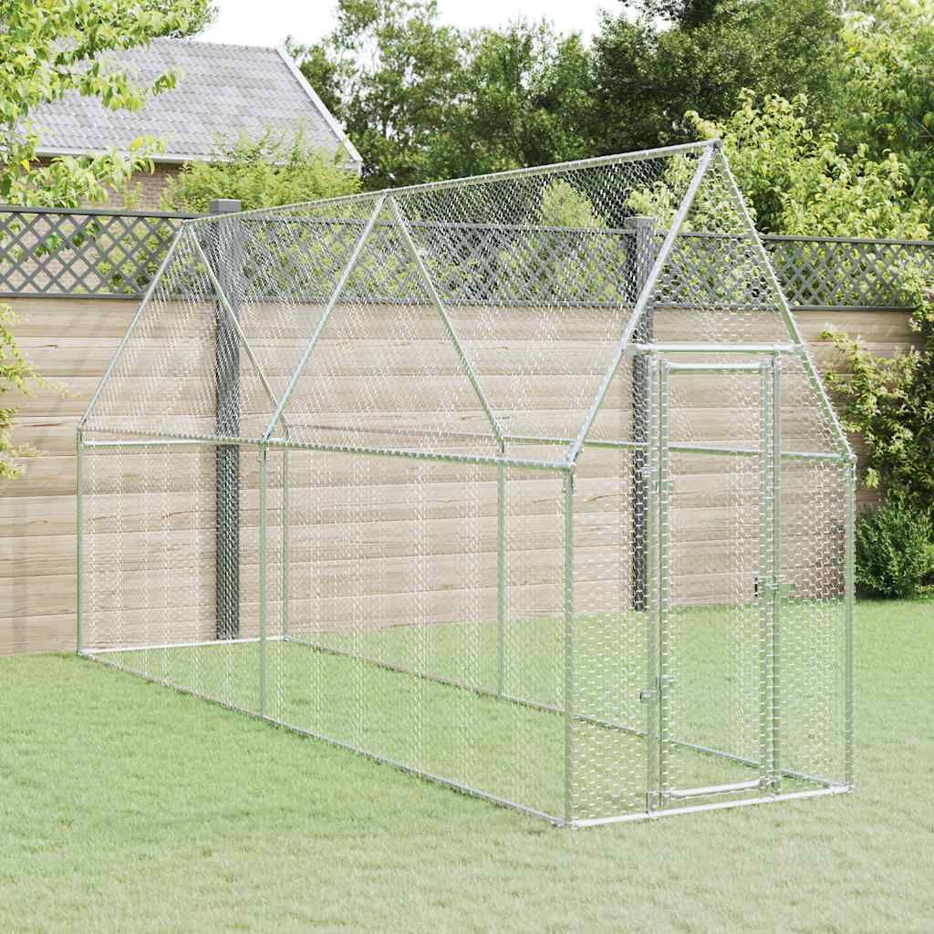 Vidaxl Jaula Para Gallinas Acero Galvanizado Plateado 400x100x190 Cm_1
