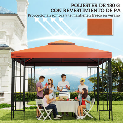 Outsunny Techo De Reemplazo 3x3m Para Estructura De Carpa Cenador Rojo_5