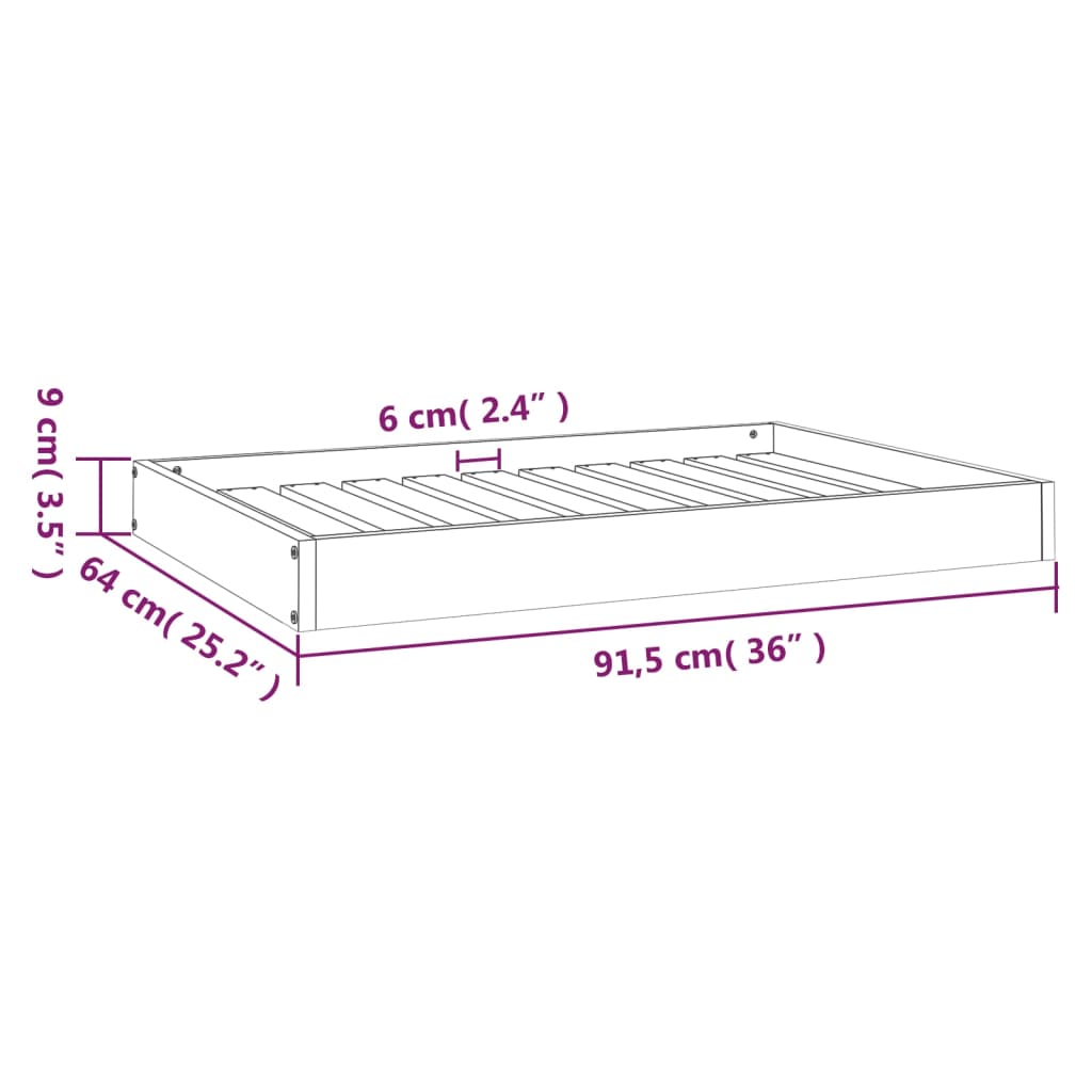 Cama Para Perros Madera Maciza De Pino Negro 91,5x64x9 Cm / Vetonek_1