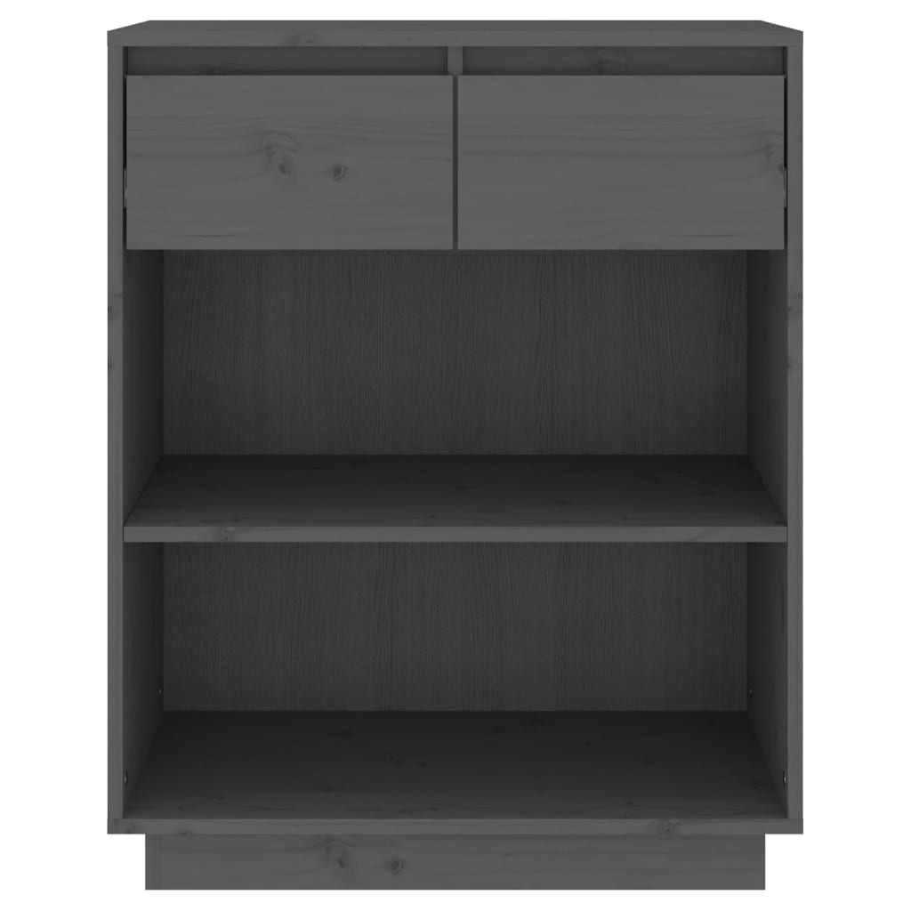 Mesa Consola De Madera Maciza De Pino Gris 60x34x75 Cm / Vetonek_0