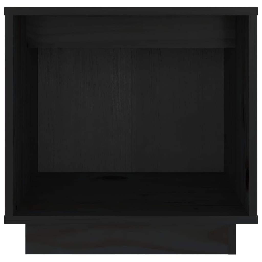 Mesita De Noche De Madera Maciza De Pino Negro 40x30x40 Cm_2