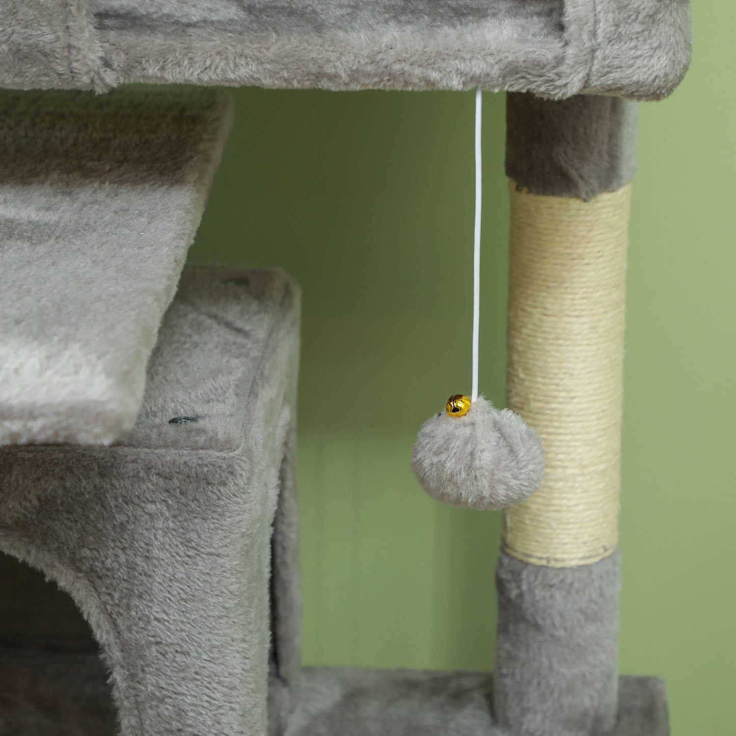 Pawhut Rascador Para Gatos Altura 138 Cm Con Postes De Sisal Hamacas Gris Claro_3
