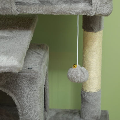 Pawhut Rascador Para Gatos Altura 138 Cm Con Postes De Sisal Hamacas Gris Claro_3