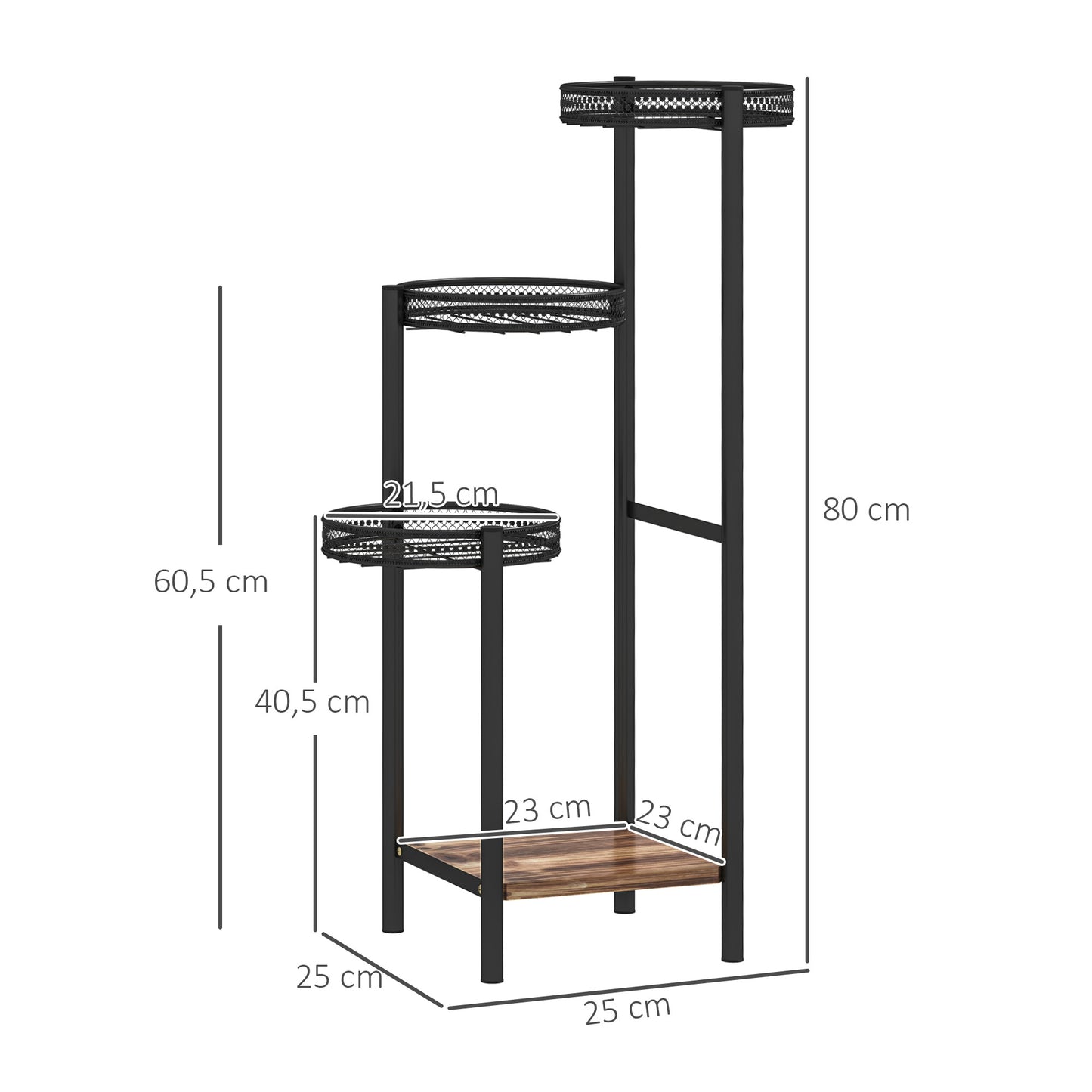 Outsunny Soporte Para Plantas De 4 Niveles Interior Y Exterior 25x25x80 Cm Negro_2