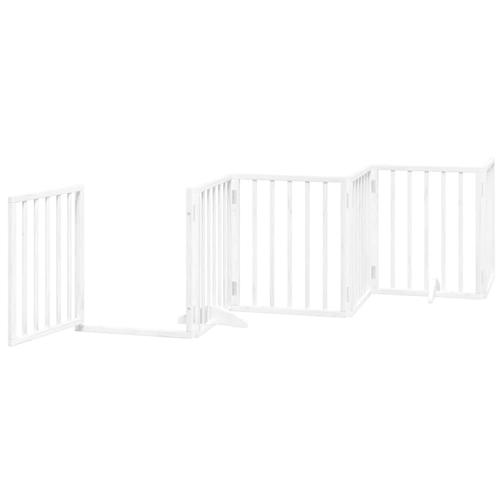 Vidaxl Puerta Para Perros Plegable 9 Paneles Madera Álamo Blanca 450cm_3