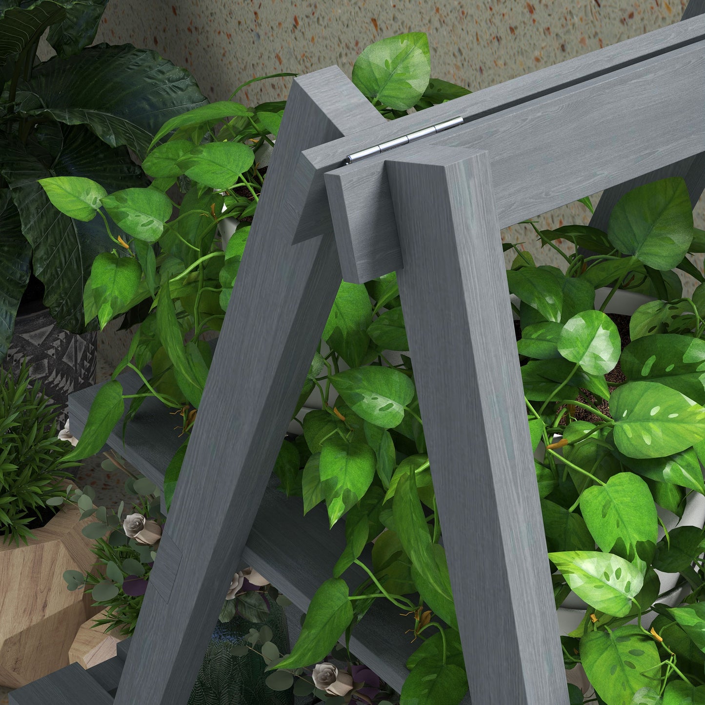 Outsunny Estantería Para Plantas De Madera Con Marco En A 100x36x112 Cm Gris_4