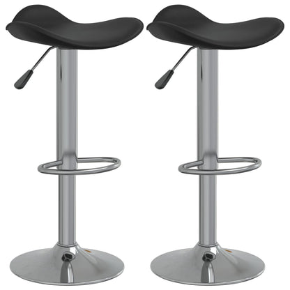 Taburete De Cocina 2 Uds Acero Cromado Cuero Artificial Negro_0