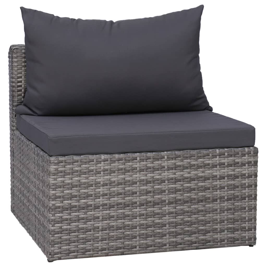Vidaxl Set De Sofás De Jardín 7 Piezas Y Cojines Ratán Sintético Gris_4
