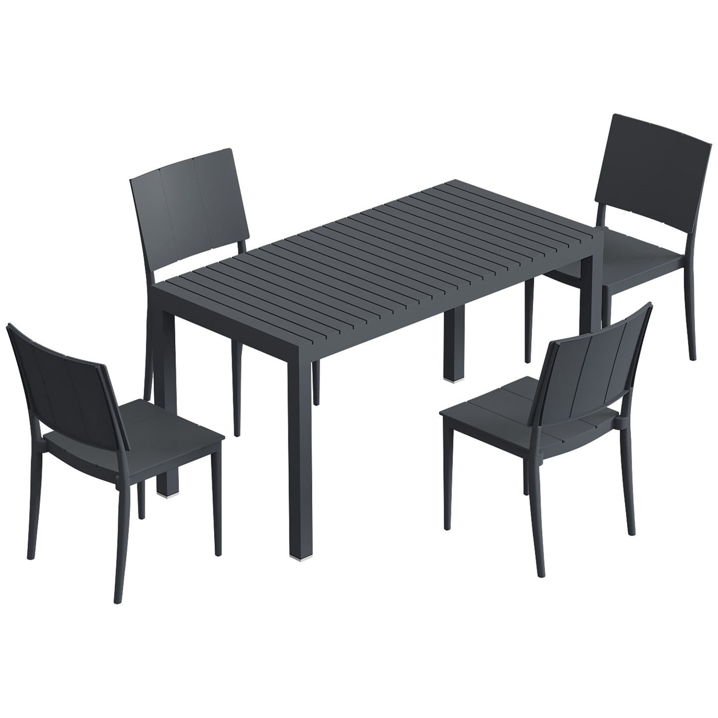 Outsunny Conjunto De Mesa Y Sillas Jardín De 5 Piezas Con Sillas Apilables Gris_3