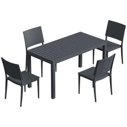 Outsunny Conjunto De Mesa Y Sillas Jardín De 5 Piezas Con Sillas Apilables Gris_3