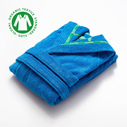 Albornoz Con Capucha L/xl 360gsm 100% Algodón Azul Rainbow Be_3